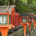 京都市東山の八坂神社に並ぶ朱色の献灯篭